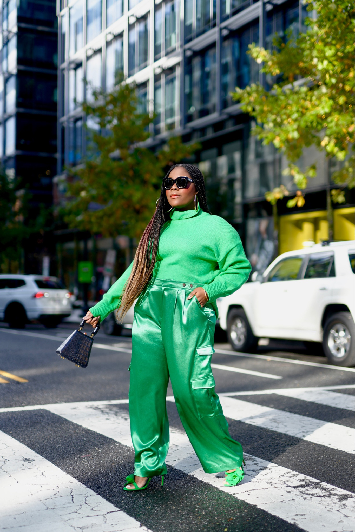 Monochrome holiday outfit at target ! The ensemble is 30% off !!! Satin pants , festive outfit , holiday outfit, fall outfit, midsize style , sweater on sale 

#LTKmidsize #LTKSeasonal #LTKHoliday