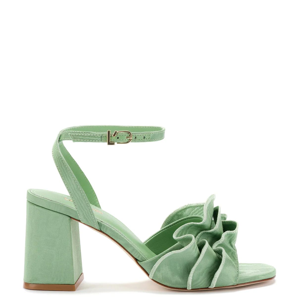 Selena Ruffle Sandal In Pistacchio Fabric | Over The Moon Gift