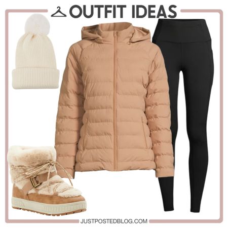 Great casual look for winter with a tan coat, black leggings, and boots 

#LTKunder50 #LTKstyletip #LTKunder100