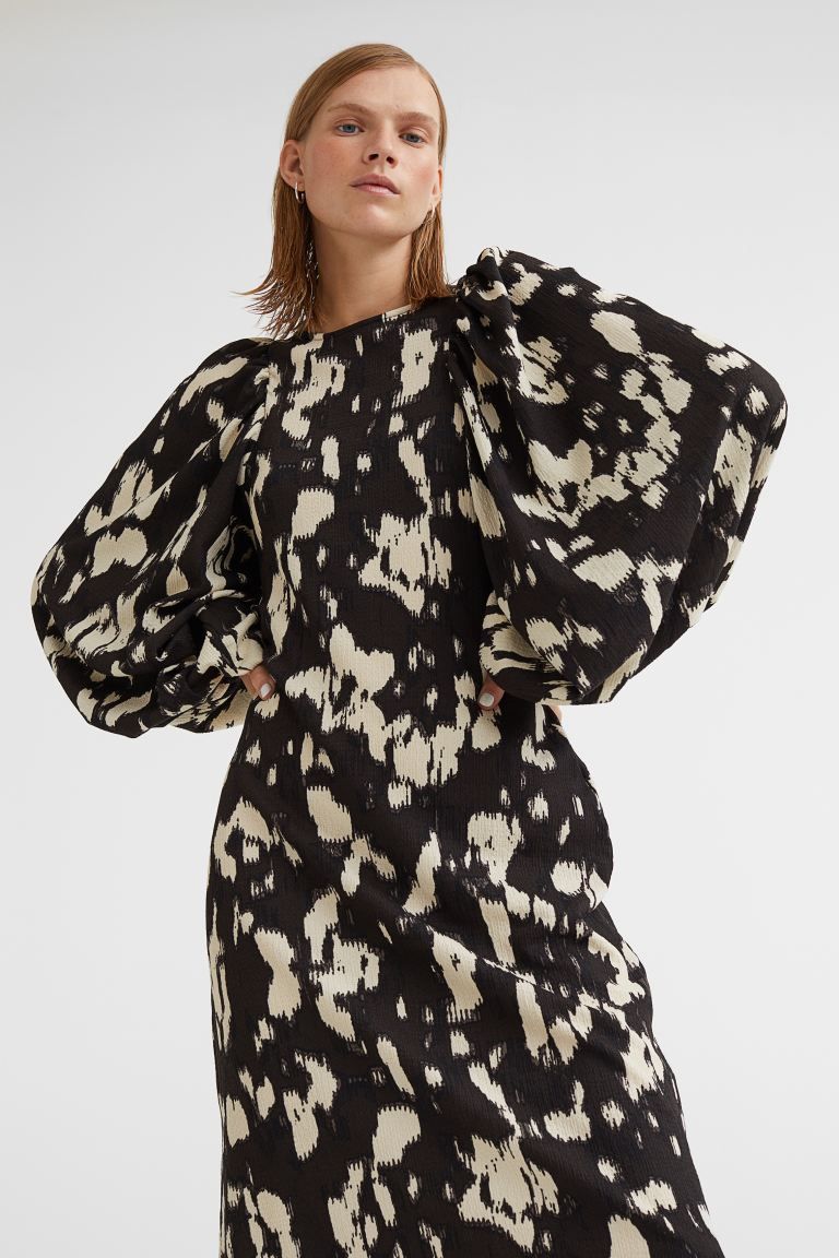 Patterned Balloon-sleeved Dress | H&M (US + CA)