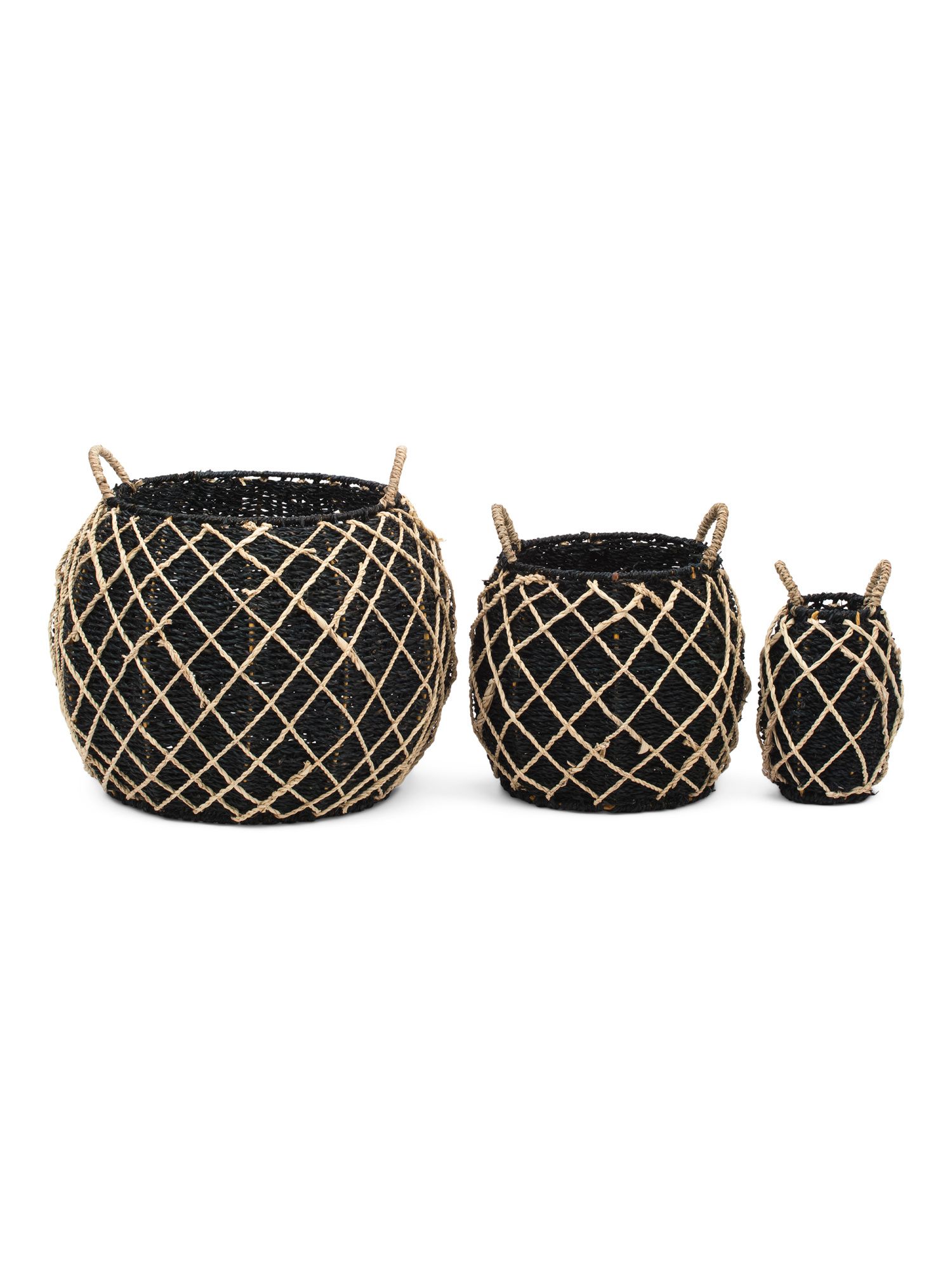 3pc Seagrass Baskets With Metal Frame | TJ Maxx