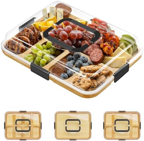SpaceAid Charcuterie Board with Clear Lid, Portable Travel Cheese Cutting Boards for Picnic Acces... | Amazon (US)