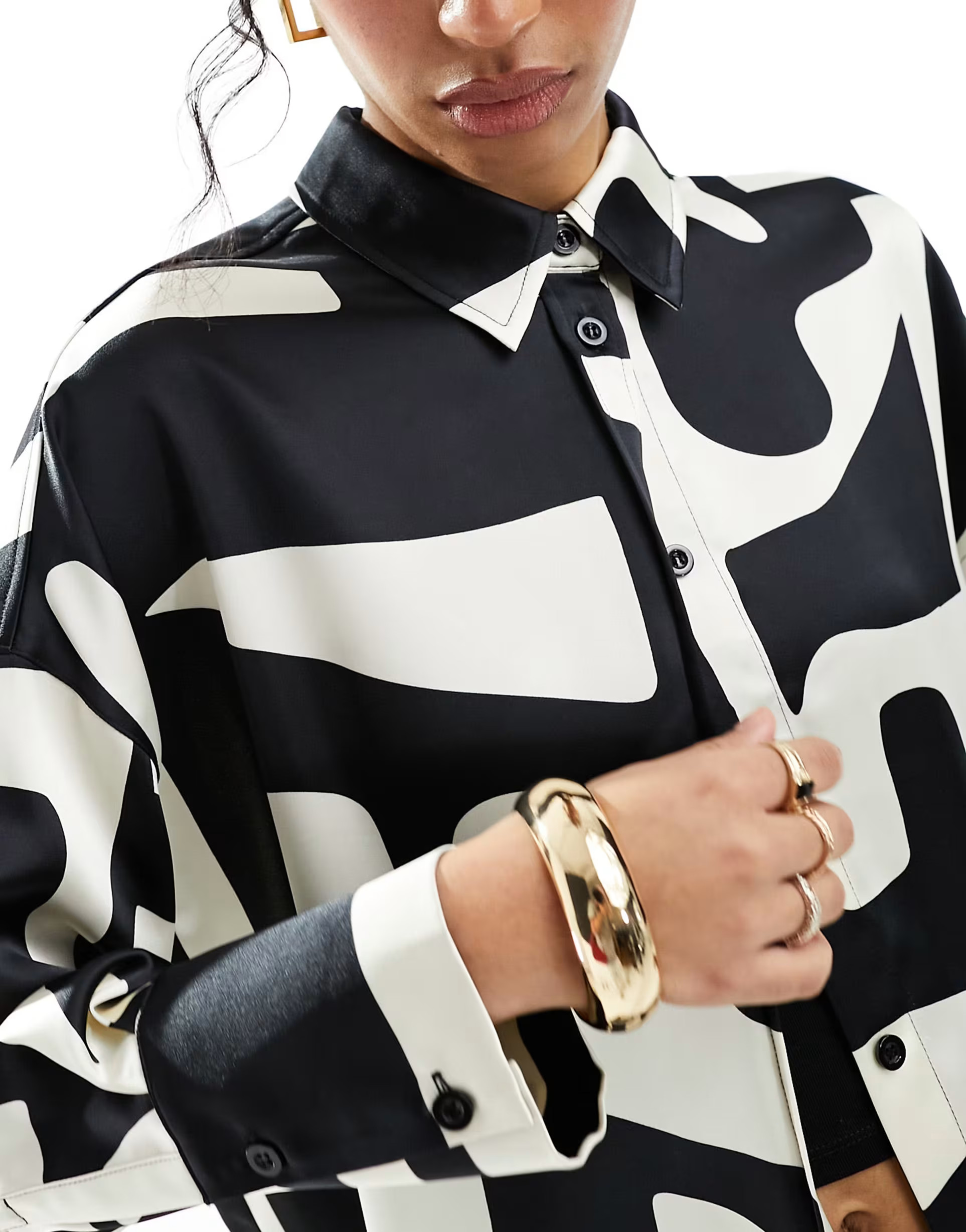 4th & Reckless satin shirt in mono print - part of a set | ASOS | ASOS (Global)