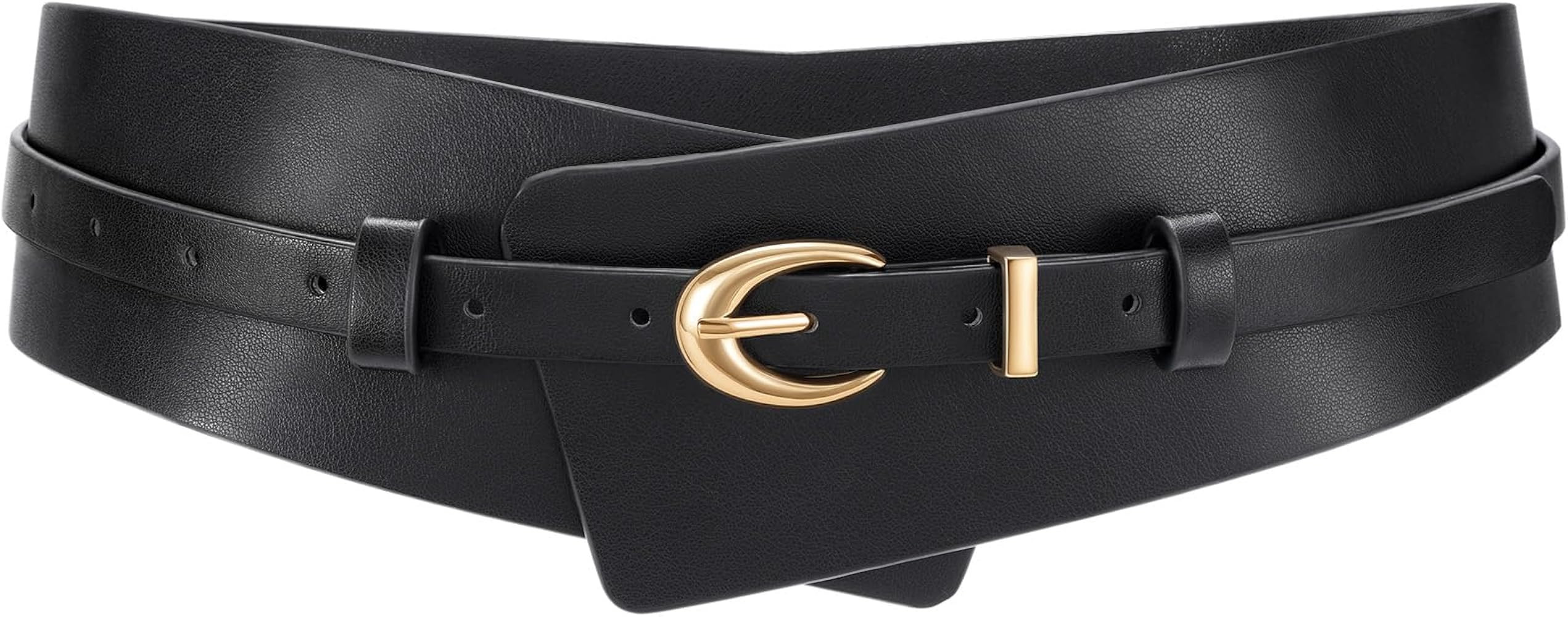 WHIPPY Women Wide Leather Belt Fashion Ladies Dress Belt 2-in-1 Waistband with Skinny Belt for Su... | Amazon (US)