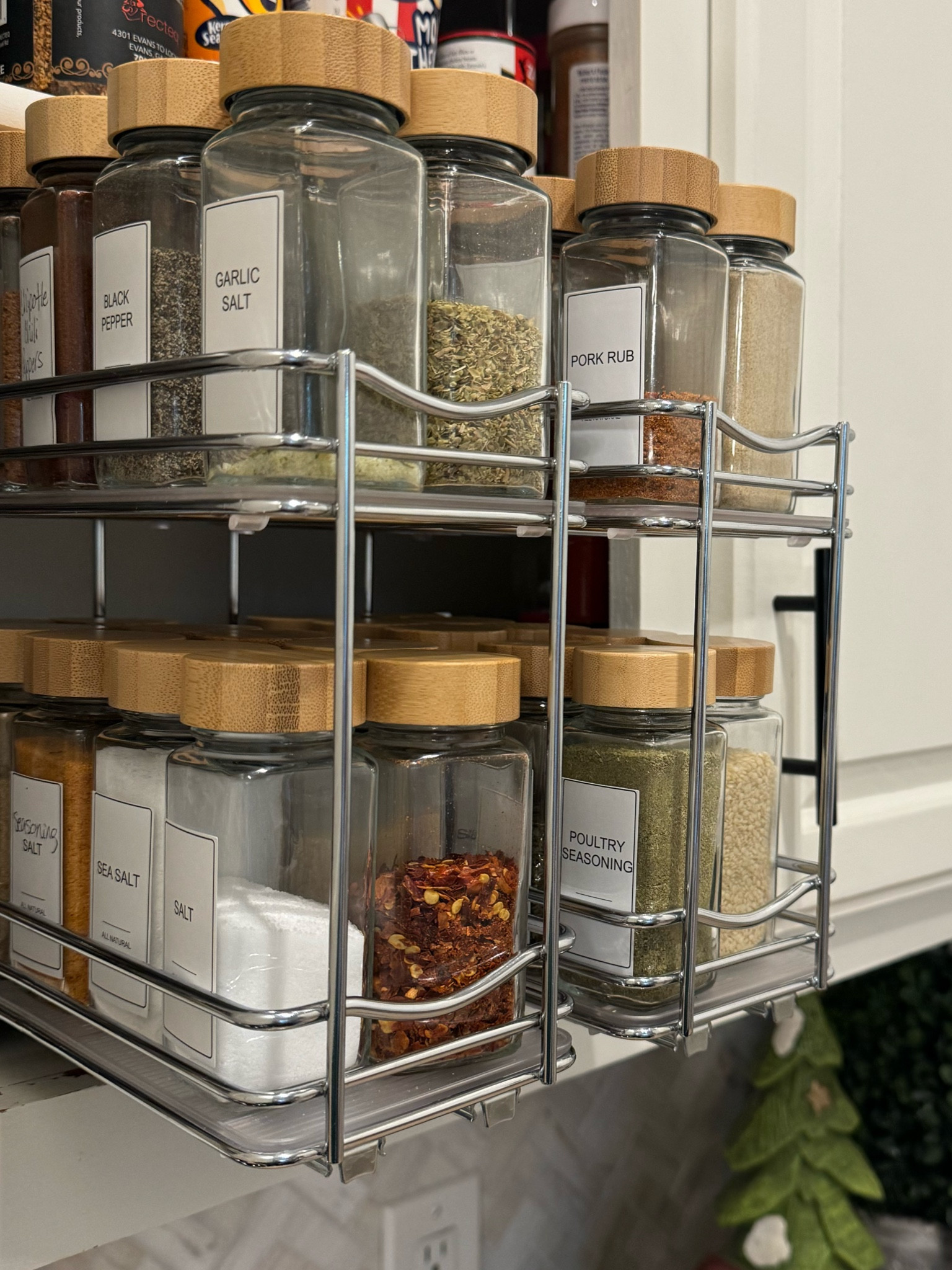 I love these pull out spice racks.  They are super easy to install and save a ton of space.  Not only that, you can easily see everything!

#LTKGiftGuide #LTKhome #LTKfindsunder50