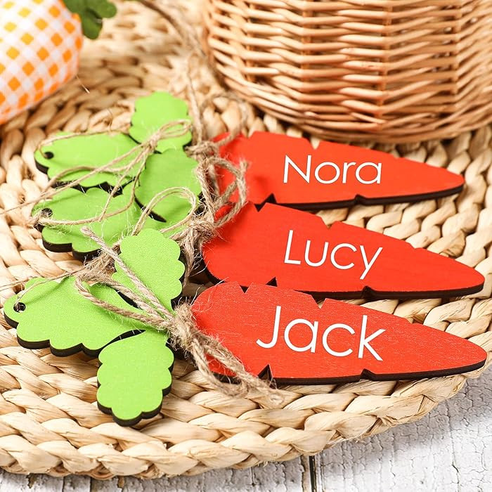 Easter Decorations-12PCS Easter Basket Name Tags-DIY Blank Wooden Easter Carrot Tag-Farmhouse Eas... | Amazon (US)