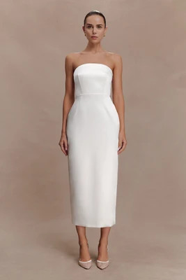 Ophelia Peplum Satin Maxi Dress / Ivory | MESHKI | 3XL | MESHKI US