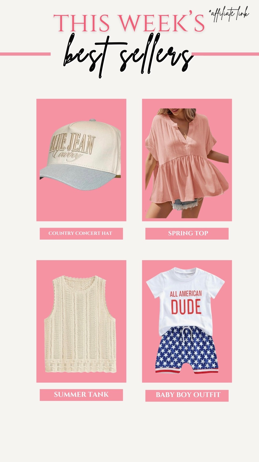 This week’s best sellers! Country concert outfit, summer outfits 

#LTKmomlife #LTKdayinmylife #LTKootd
