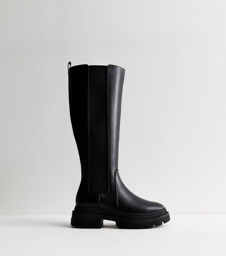Black Leather Look Knee High Boots
						
						Add to Saved Items
						Remove from Saved Items | New Look (UK)