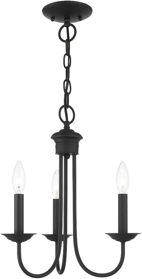Livex Lighting 42683-04 Steel 3 Light Chandelier for Home Decor, 1 Black Ceiling Light Fixture, P... | Amazon (US)