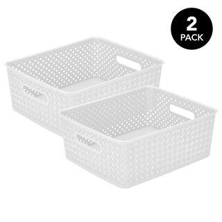 Simplify Medium White Wicker Storage Bin, 2ct. | 14" x 11.5" x 5" | Michaels® | Michaels Stores