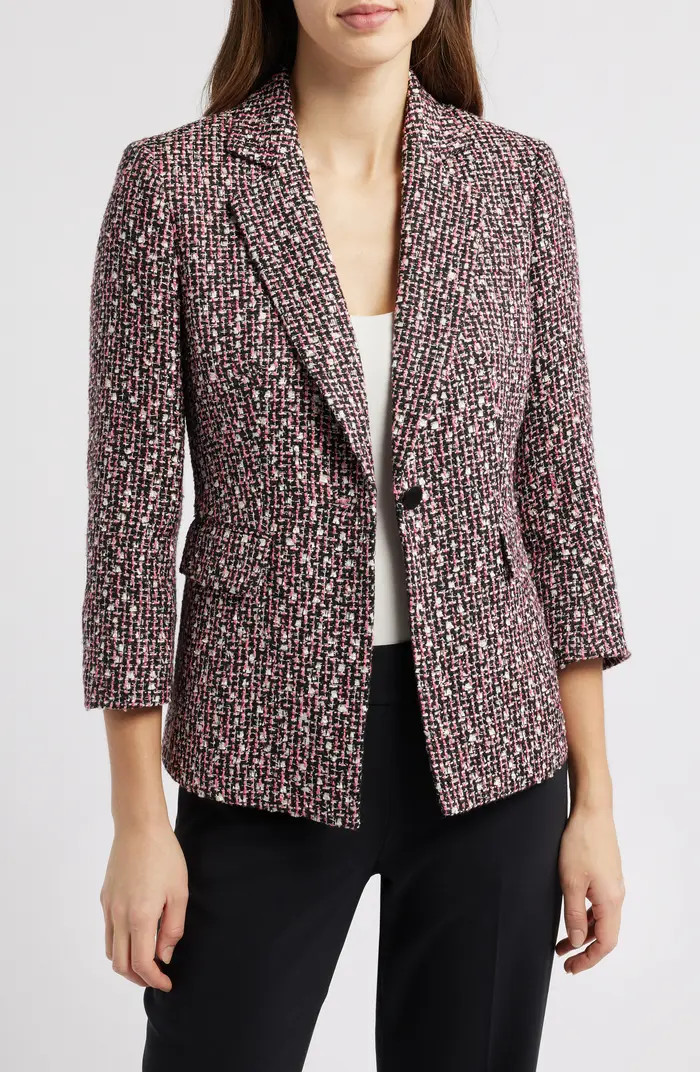 Anne Klein One Button Tweed Blazer | Nordstrom | Nordstrom