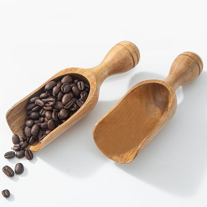 Large Wooden Scoops 5.9″ Big Wooden Coffee Scoops Shovel, 2PCS Wood Flour Scoop for Jars, Acaci... | Amazon (US)
