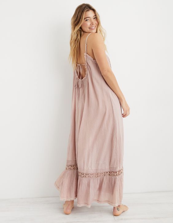 Aerie Crochet Trim Maxi Dress | American Eagle Outfitters (US & CA)