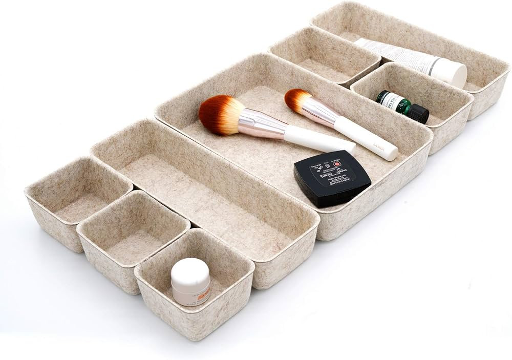 Drawer organizer trays Felt storage bins office Desk Draw dividers Nordic Lifestyle Natural Scand... | Amazon (US)