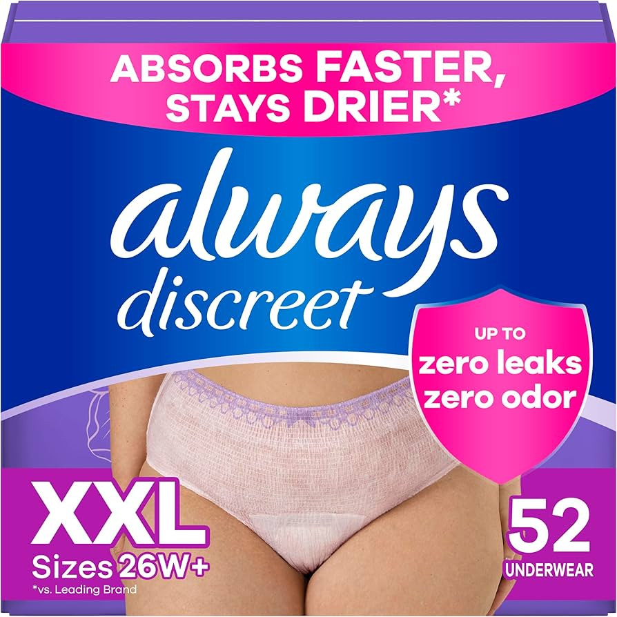 Always Discreet Adult Incontinence Underwear for Women and Postpartum Underwear, XXL, Up to 100% ... | Amazon (US)