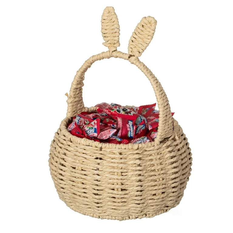 Wickerwise Hand-Woven Easter Bunny Ear Basket with Handle – Multi-Purpose Paper Rope Wicker Bas... | Walmart (US)