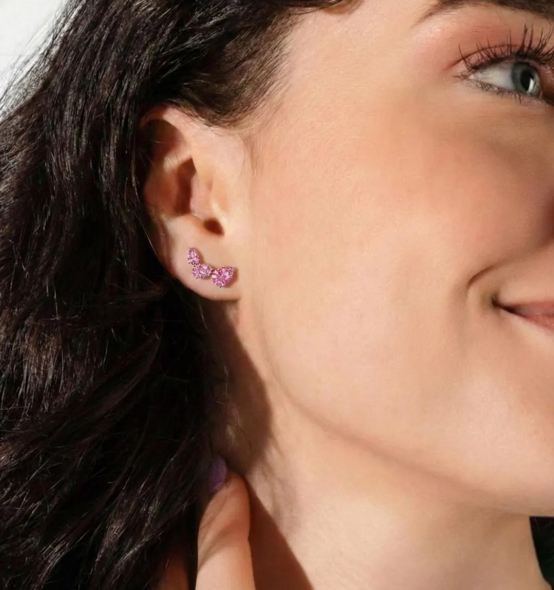 Pink Tourmaline Climber Earrings in Gold, Pear Cut Statement Ear Crawlers, October Birthstone Gif... | Etsy (US)