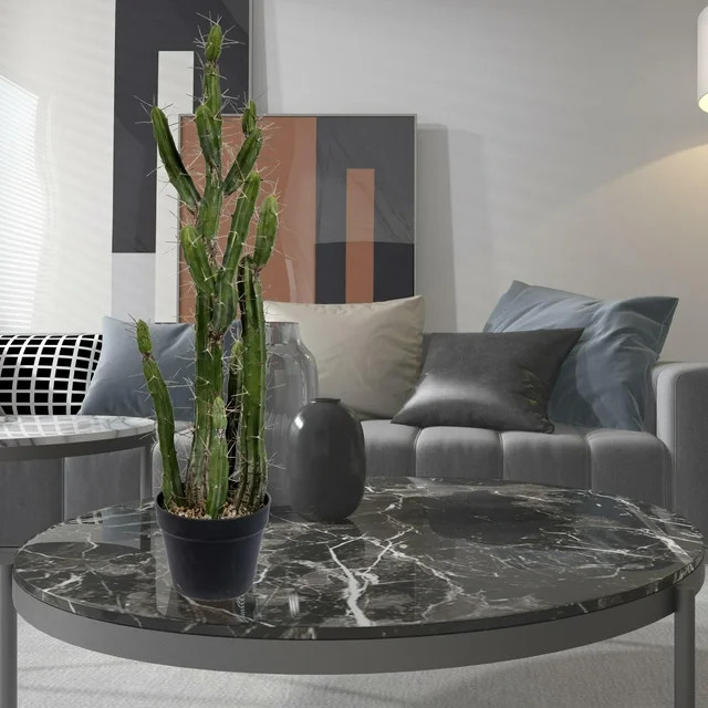 Vickerman 34" Artificial Green Cactus, Black Plastic Planters Pot. | Walmart (US)