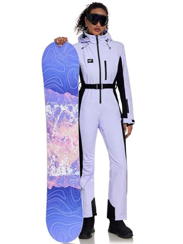 Women's Ski Suit One Piece Jumpsuits Snowsuits Waterproof Snowboard Suit Winter Outdoor Ski Jacket and Pants Jumpsuits(Purple, M) | Amazon (US)