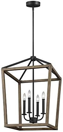 Feiss F3191/4WOW/AF Gannet Wood Lantern Pendant Lighting, Brown, 4-Light (18"W x 27"H) 240watts | Amazon (US)