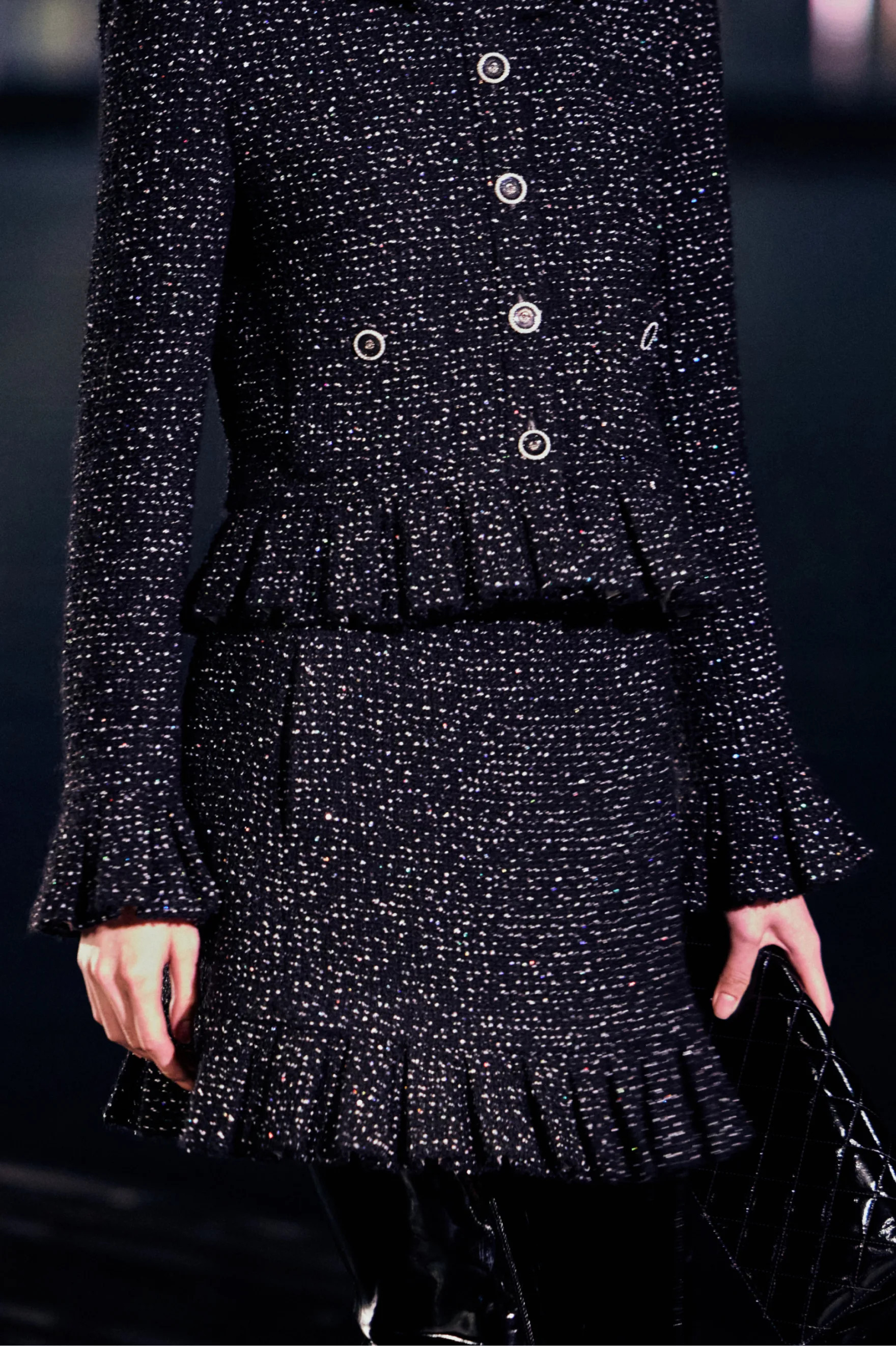 Skirt - Glittered tweed, black, ecru & silver — Fashion | CHANEL | Chanel, Inc. (US)