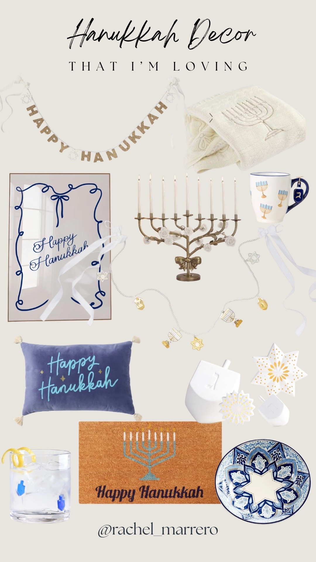 Hanukkah decor that I’m loving! 


Door mat, wall art, garland, mug, throw pillow, candle sticks, throw blanket 

#LTKHome #LTKFindsUnder100 #LTKHoliday