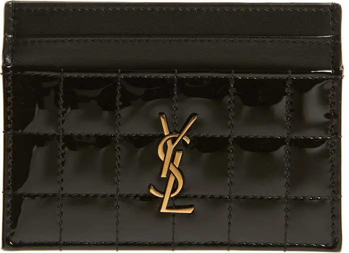 Saint Laurent Cassandre Quilted Patent Leather Card Case | Nordstrom | Nordstrom