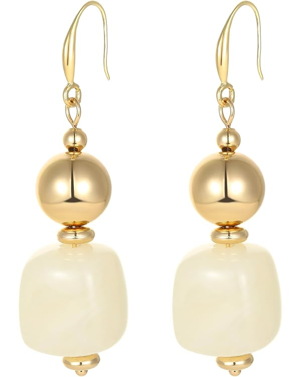 GZQ Boho Chunky Beaded Drop Earrings for Women, Resin Beads Dangle Earrings, Lightweight Hypoalle... | Amazon (US)