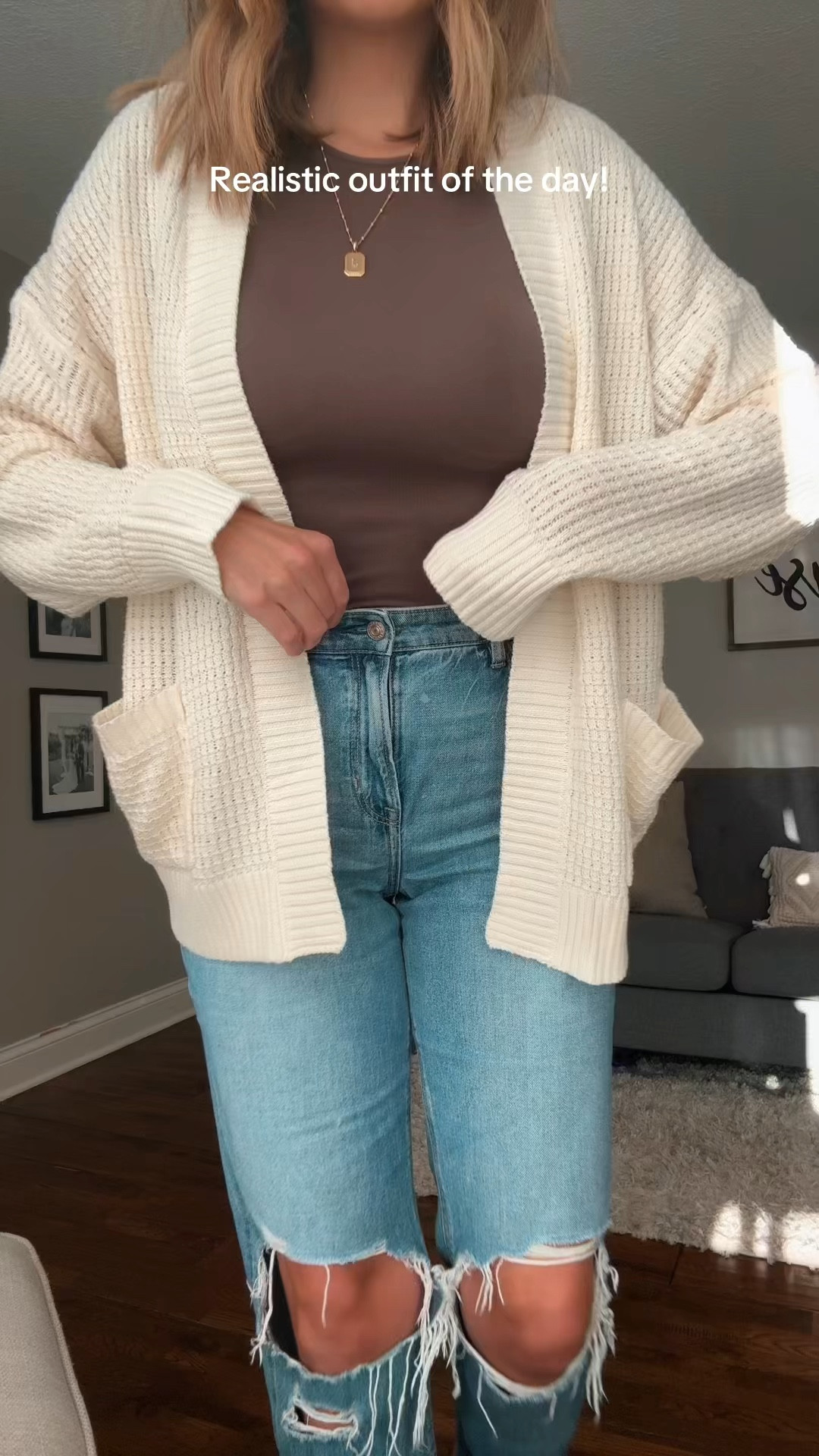 Wearing a medium in brown tee, large in cardigan, and size 8 Long in jeans!

#LTKSaleAlert #LTKStyleTip #LTKFindsUnder100