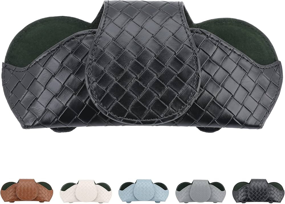 KINIVA Sunglasses Holder for Visor - Leather Glasses Case with Clips for All Car Models (Black) | Amazon (US)