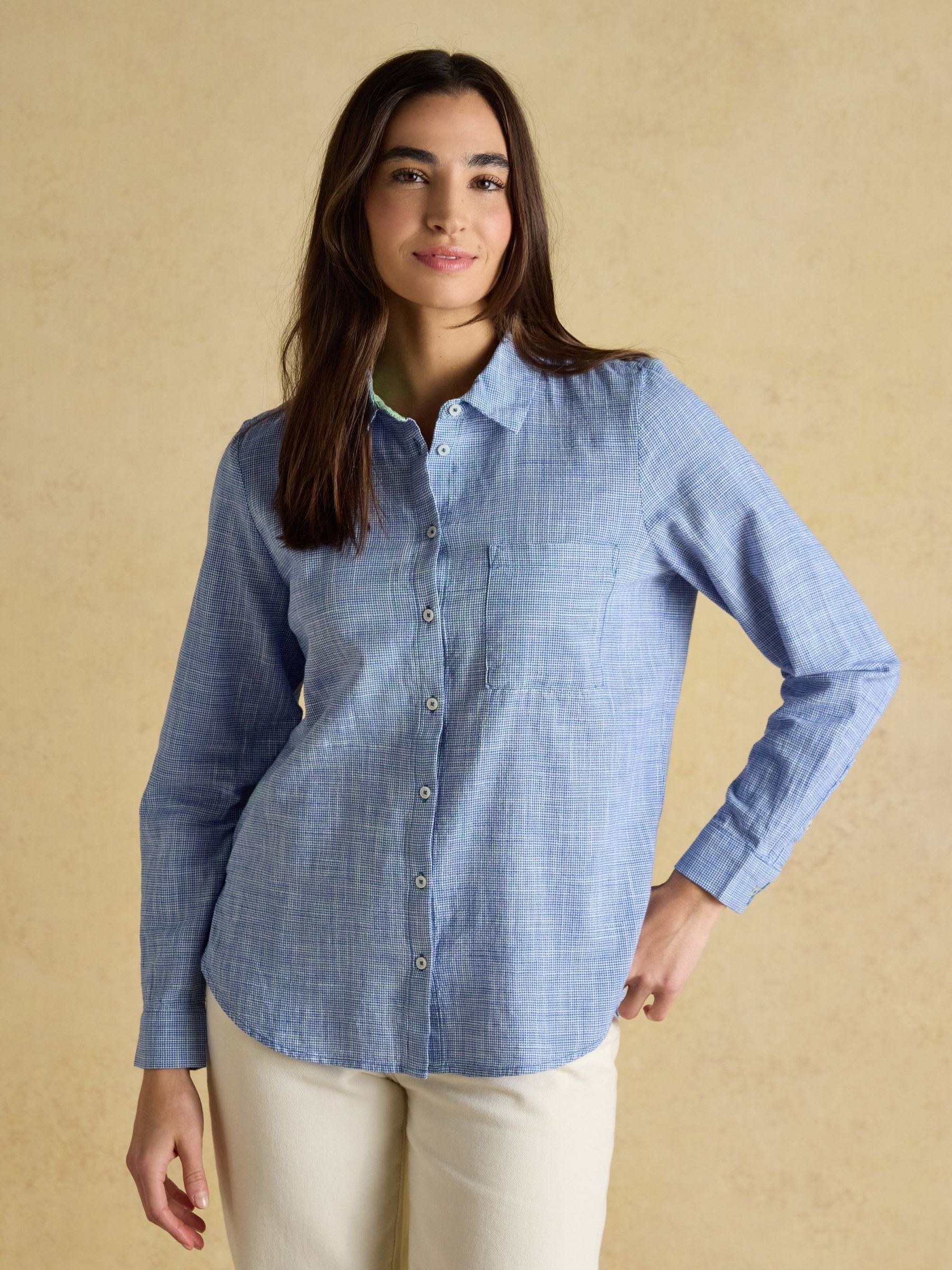 Ida Blue Long Sleeve Cotton Shirt | Joules | Joules