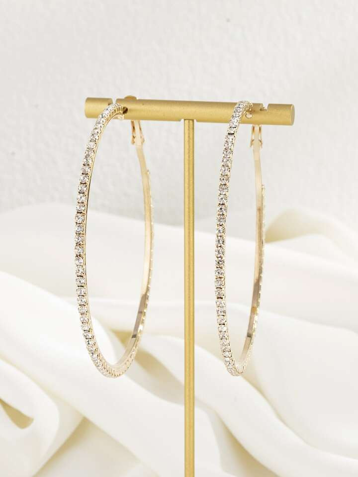 Rhinestone Decor Hoop Earrings | SHEIN