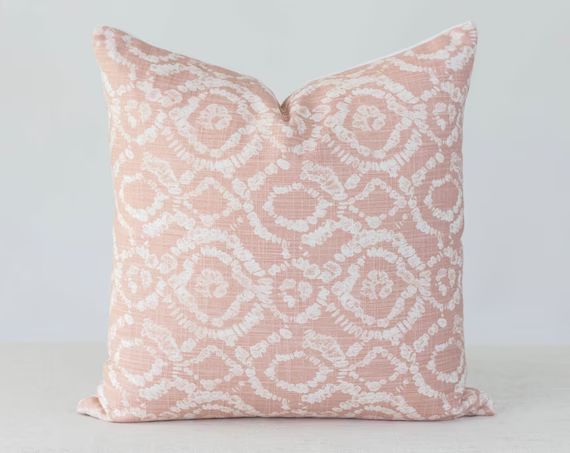 Blush Pink Textured Throw Pillow Cover, Boho Throw pillow, Farmhouse pillow cover, Plaid pillow, ... | Etsy (US)