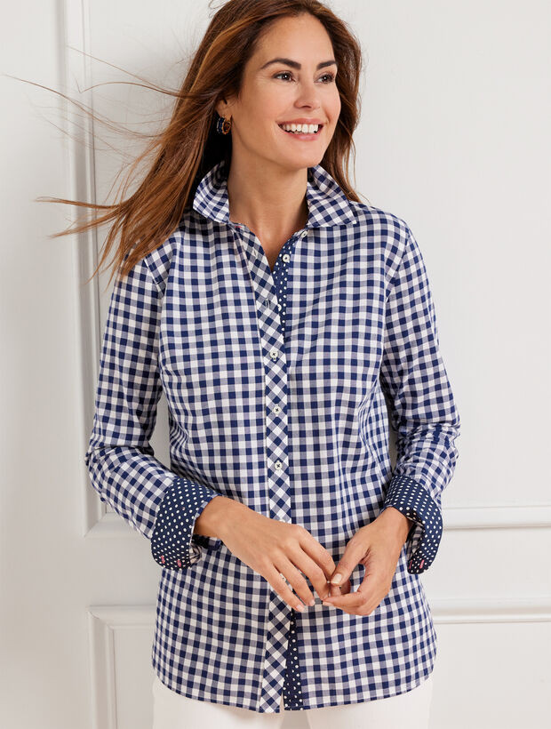 Cotton Button Front Shirt - Picnic Gingham | Talbots