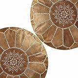 Set of 2 Moroccan leather handmade pouf, ottoman poof for living room boho extra seat round chair fo | Amazon (US)