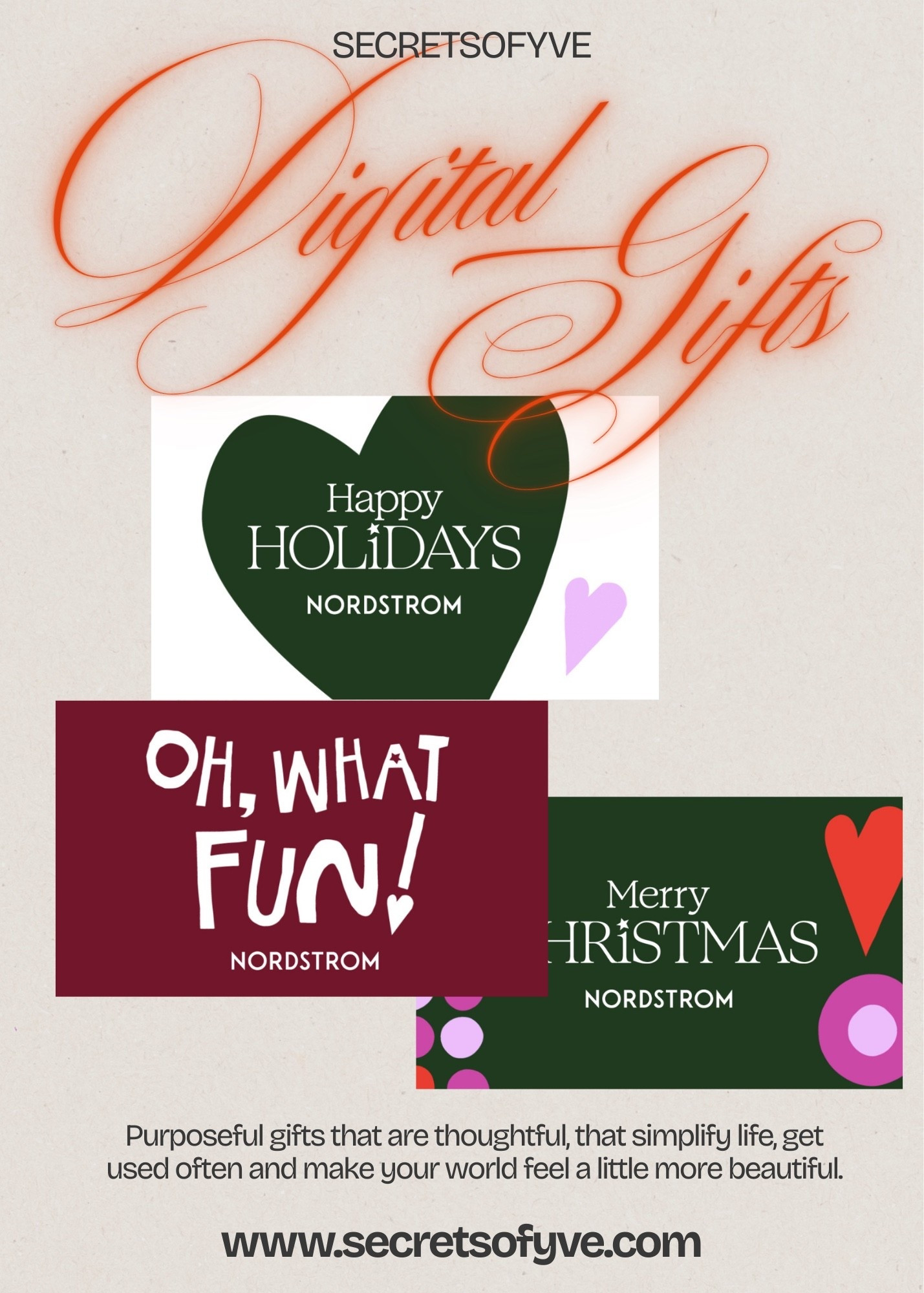 SecretsofYve: Last minute digital gift cards that will brighten anyone’s day. @nordstrom
#Secretsofyve #ltkgiftguide
Always humbled & thankful to have you here.. New posts daily at 3pm & 4:15pm EST. 
CEO: PATESI Global & PATESIfoundation.org
@secretsofyve : where beautiful meets practical, comfy meets style, affordable meets glam with a splash of splurge every now and then. I do LOVE a good sale and combining codes! #ltkstyletip #ltksalealert #ltkfamily #ltku #ltkfindsunder100 #ltkfindsunder50 #ltkplussize #ltkmidsize #ltkover40 #ltkpetite #ltkvlog #ltktravel #ltkparties #ltkbump #ltktall #ltkselfcare #ltkkids #ltkootd #ltkholiday #ltkmomlife #ltkgrwm secretsofyve 

#LTKWedding #LTKHome #LTKSeasonal