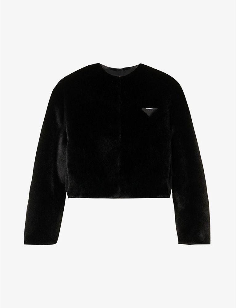 PRADA Aspen brand-appliqué faux-fur jacket | Selfridges