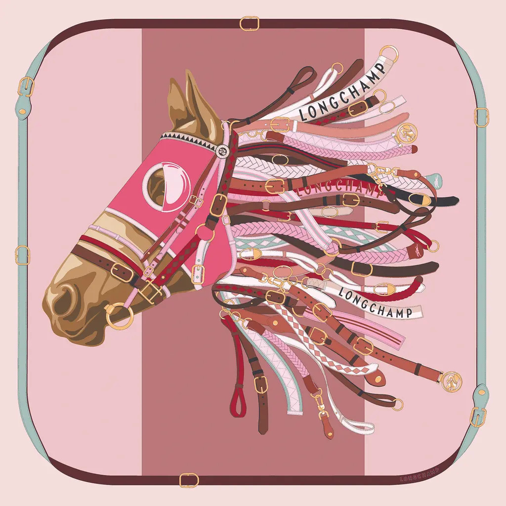 Longchamp Equestrian Silk Square Scarf in Pink at Nordstrom | Nordstrom