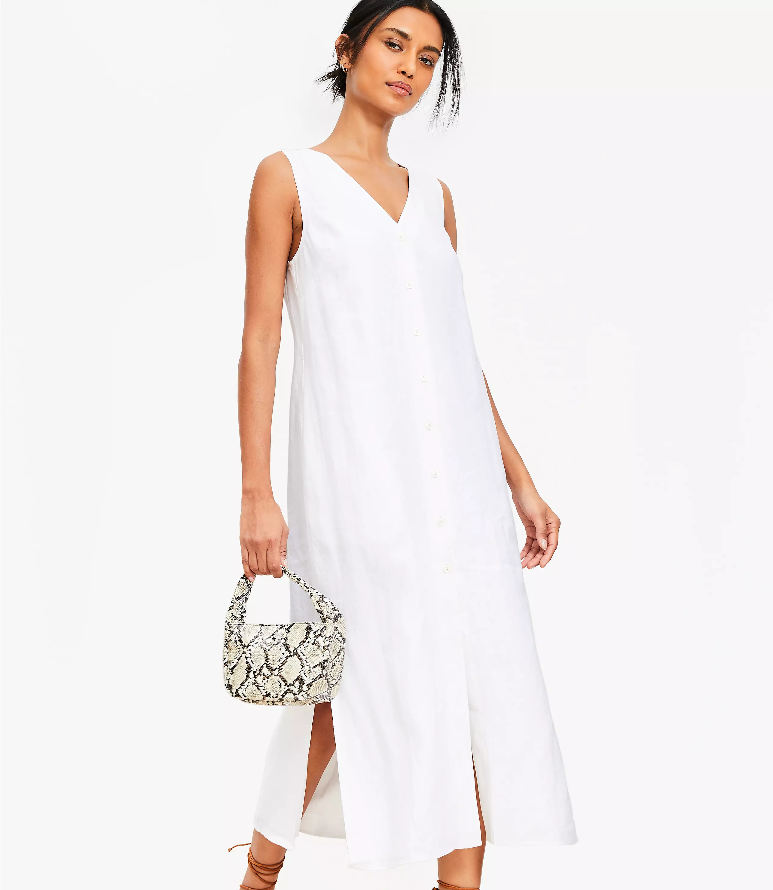 Linen Vest Midi Dress | LOFT