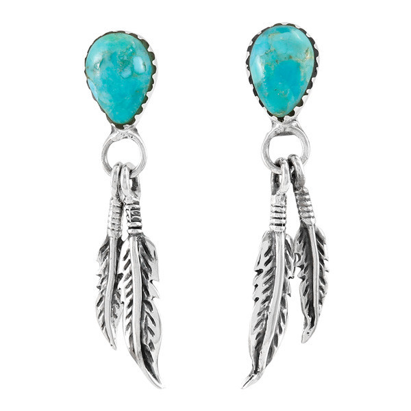 Feathers Turquoise Earrings Sterling Silver E1404-C75 | TURQUOISE NETWORK