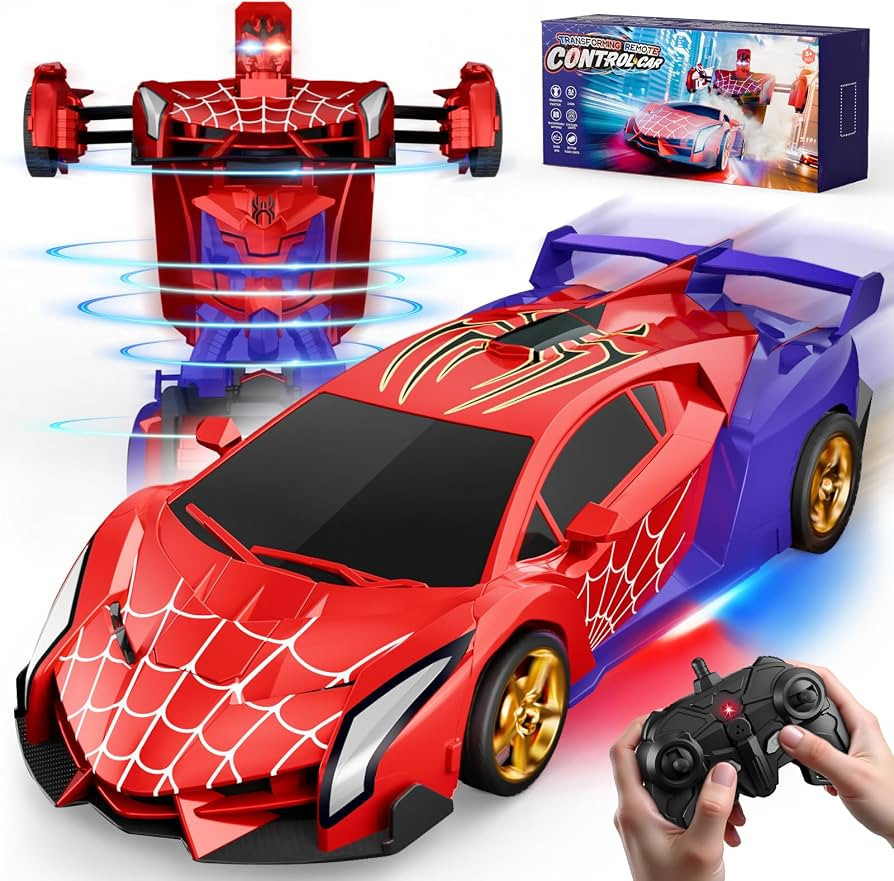 Spider Transform RC Cars Toys with Eye & Underbody Lights, 2.4GHz Remote Control Car One-Button Deformation, Fast 360°Rotation Robot Toys Birthday Gifts for 3 4 5 6 7 8 9 10 Year Old Boys Age 4-7 8-12 | Amazon (US)