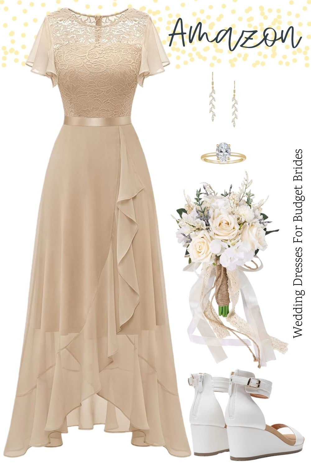 Champagne, gold, and white outfit idea under $100 each from Amazon for the bridal party. 

#LTKSeasonal #LTKWedding #LTKFindsUnder100