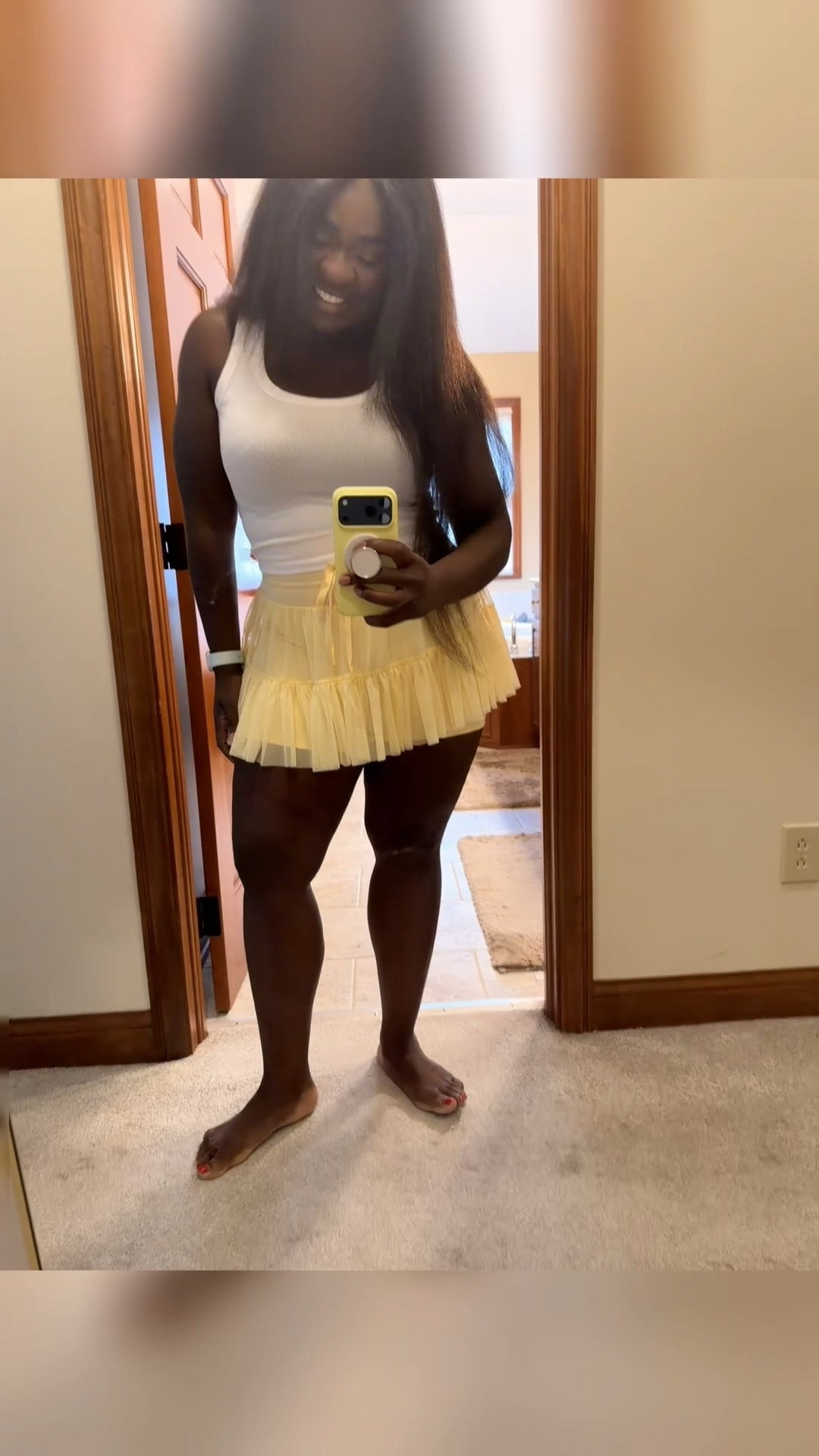 Love this yellow skirt sooo much! 

Wearing a Medium. 

#popflexactive

#LTKMidsize #LTKActive
