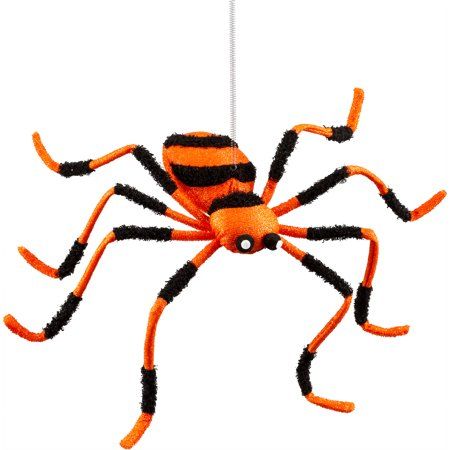 Fuzzy Bouncy Spider, 43 Inch Fabric Prop in Black and Orange with Poseable Legs | Walmart (US)