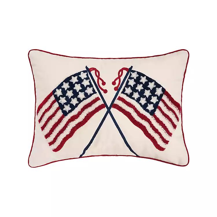 New! Tufted Double USA Flag Lumbar Pillow | Kirkland's Home