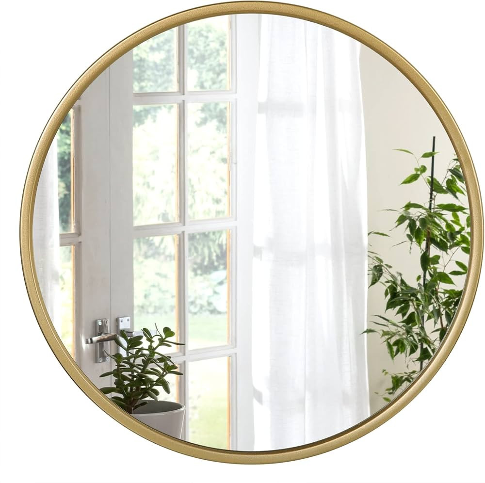 WOLTU Wall Mirror Diameter 40 cm, Gold, Round with Metal Frame, Decorative Make-Up Mirror, Modern... | Amazon (FR)