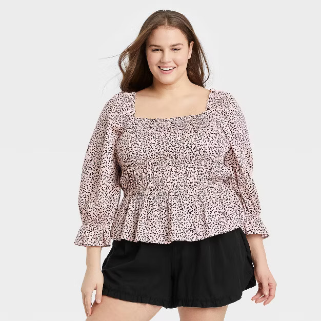 Women's Balloon 3/4 Sleeve Smocked Peplum Top - Who What Wear™ | Target