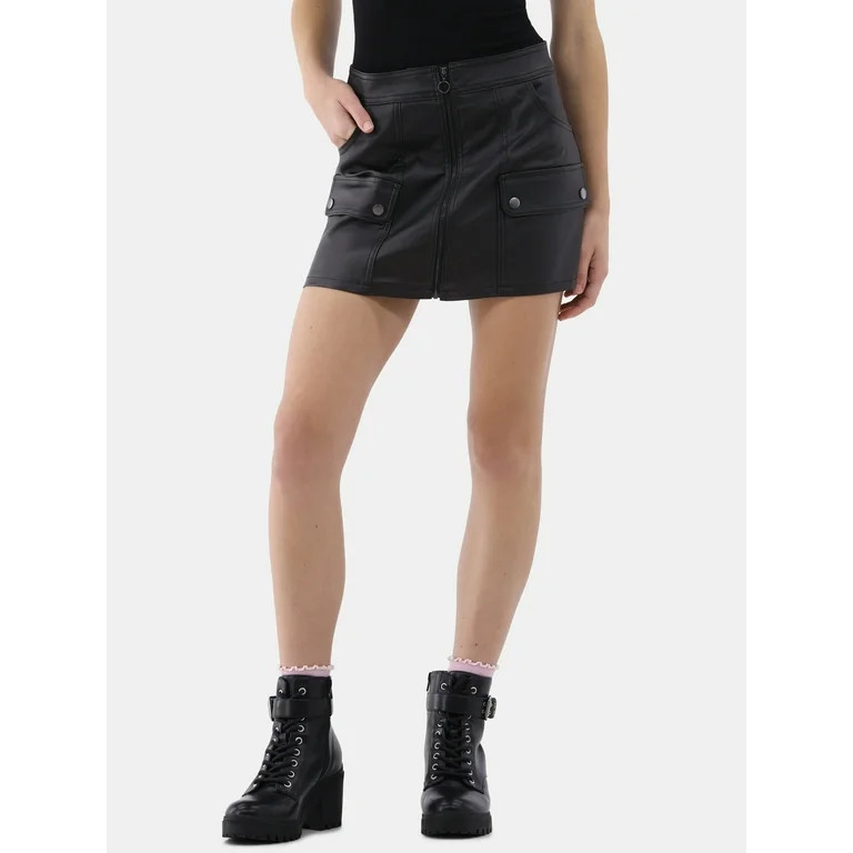 No Boundaries Cargo Mini Skirt, Women's and Women's Plus - Walmart.com | Walmart (US)