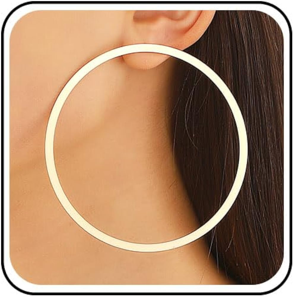Large Circle Hoop Earrings Gold Hollow Circle Dangle Earrings Oversized Circle Round Drop Earring... | Amazon (US)